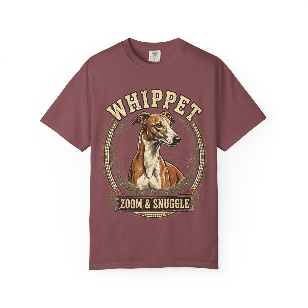 'Zoom & Snuggle' Whippet T-Shirt — alternate view
