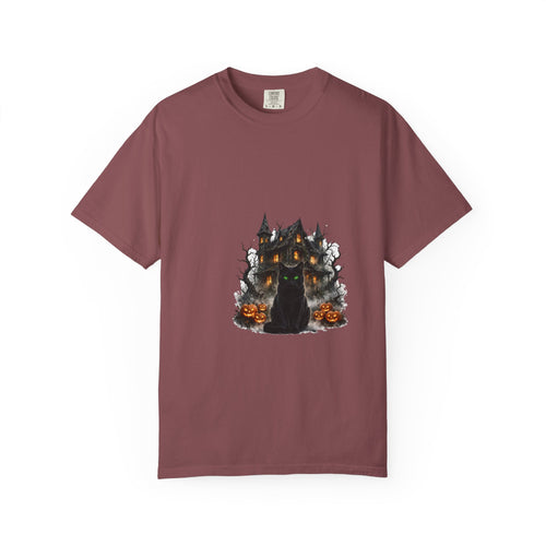 Black Cat Haunted Halloween Tee