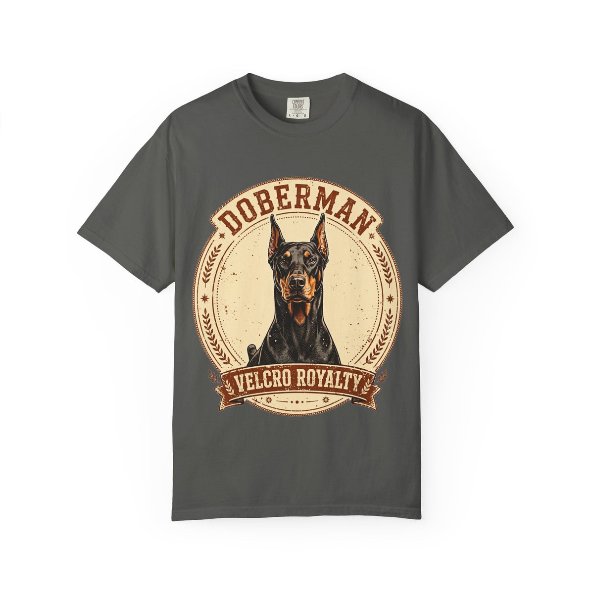 'Velcro Royalty' Doberman Pinscher T-Shirt — alternate view