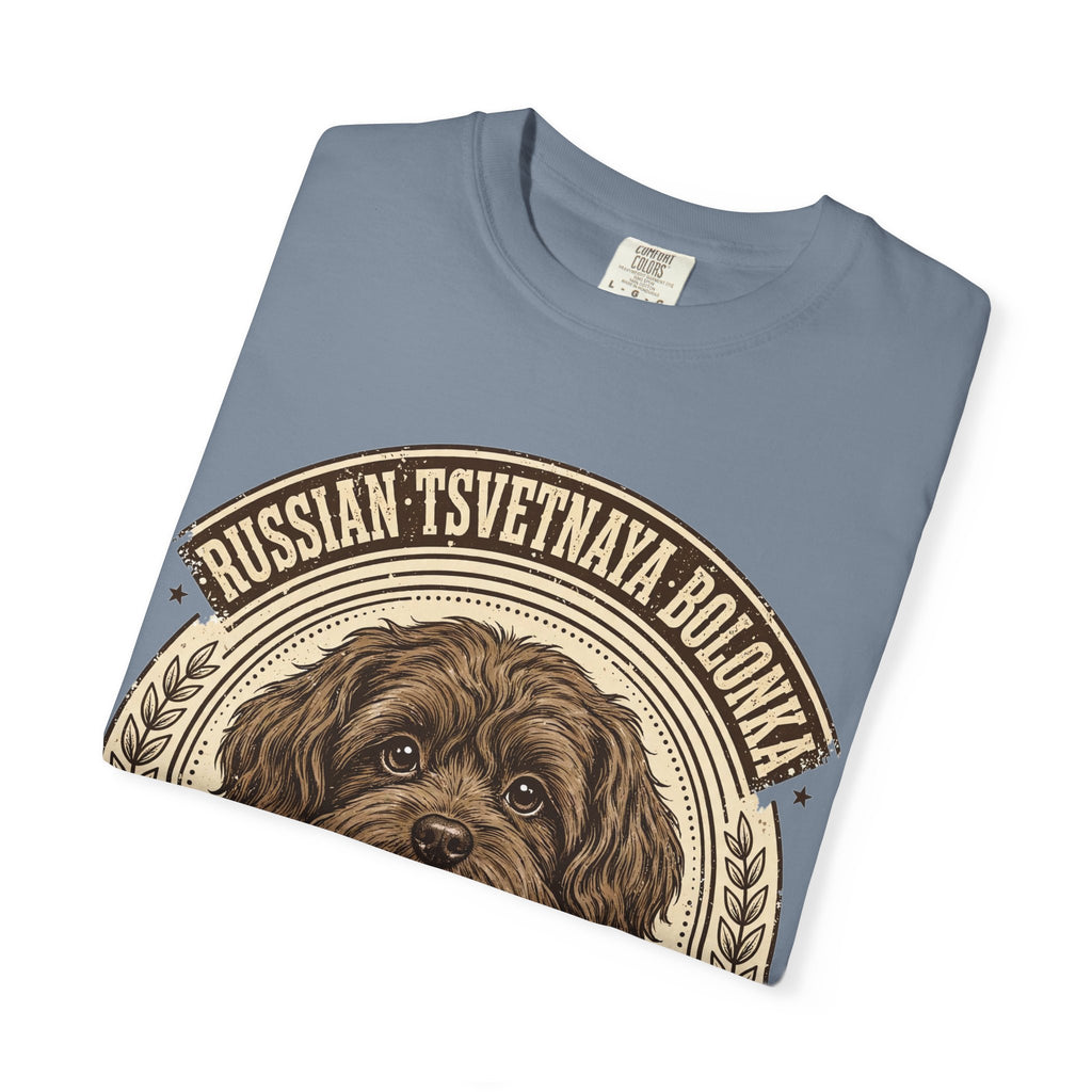 'Fluffy Comrade' Russian Tsvetnaya Bolonka T-Shirt — alternate view