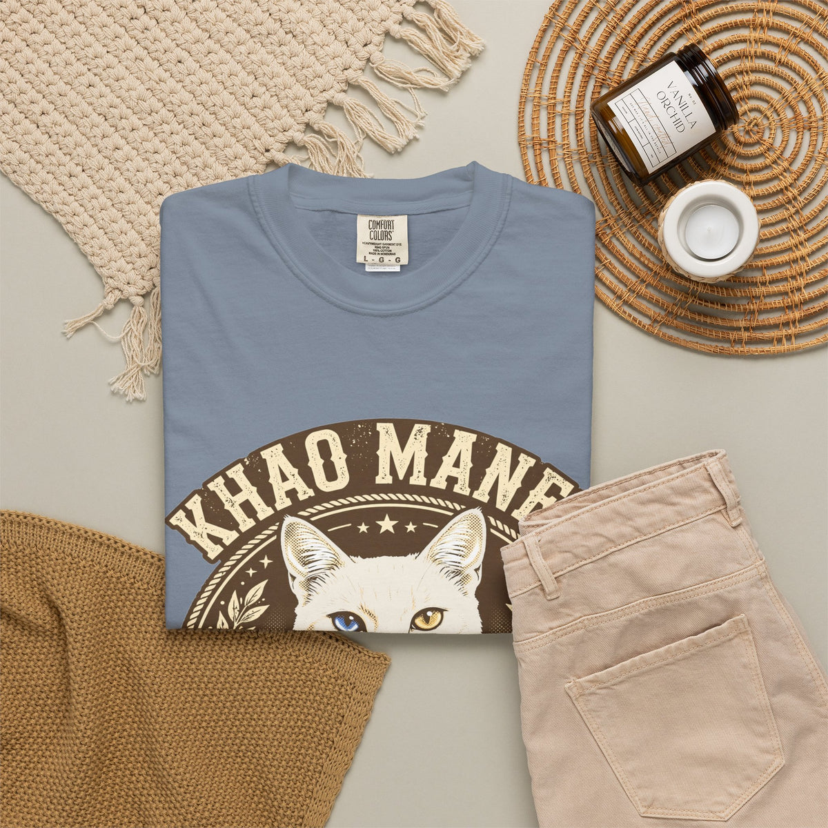 'Odd-Eyed Royalty' Khao Manee Cat T-Shirt — alternate view