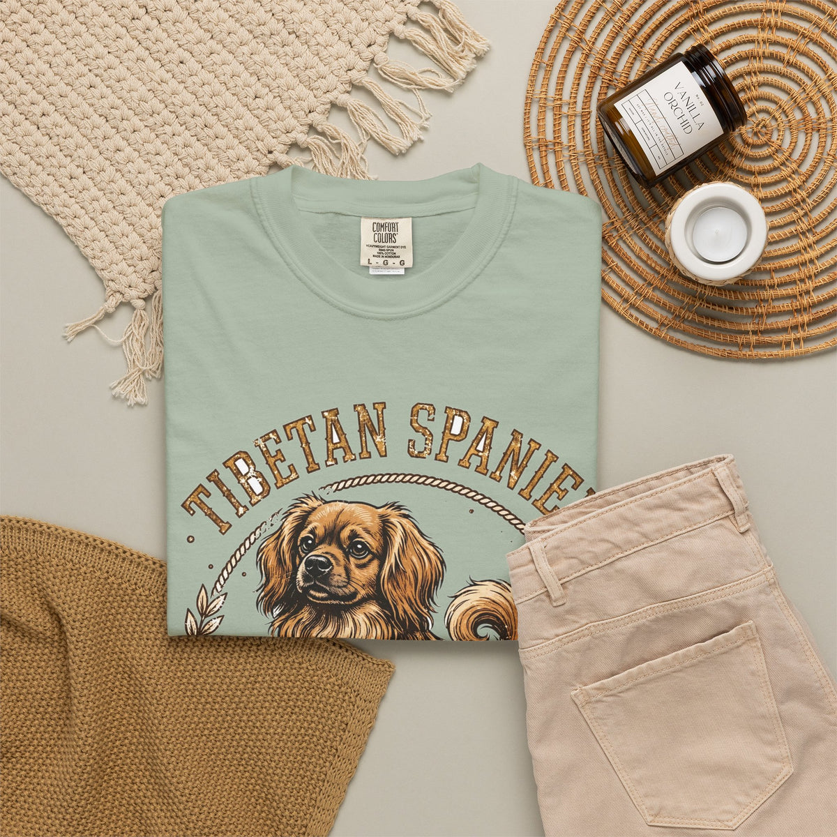 'Temple Lion' Tibetan Spaniel T-Shirt — alternate view