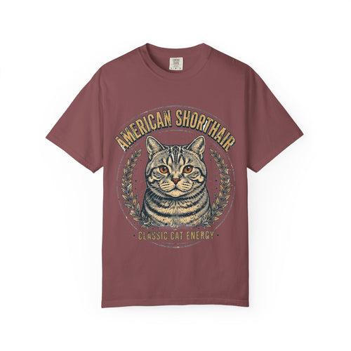 'Classic Cat Energy' American Shorthair T-Shirt — alternate view