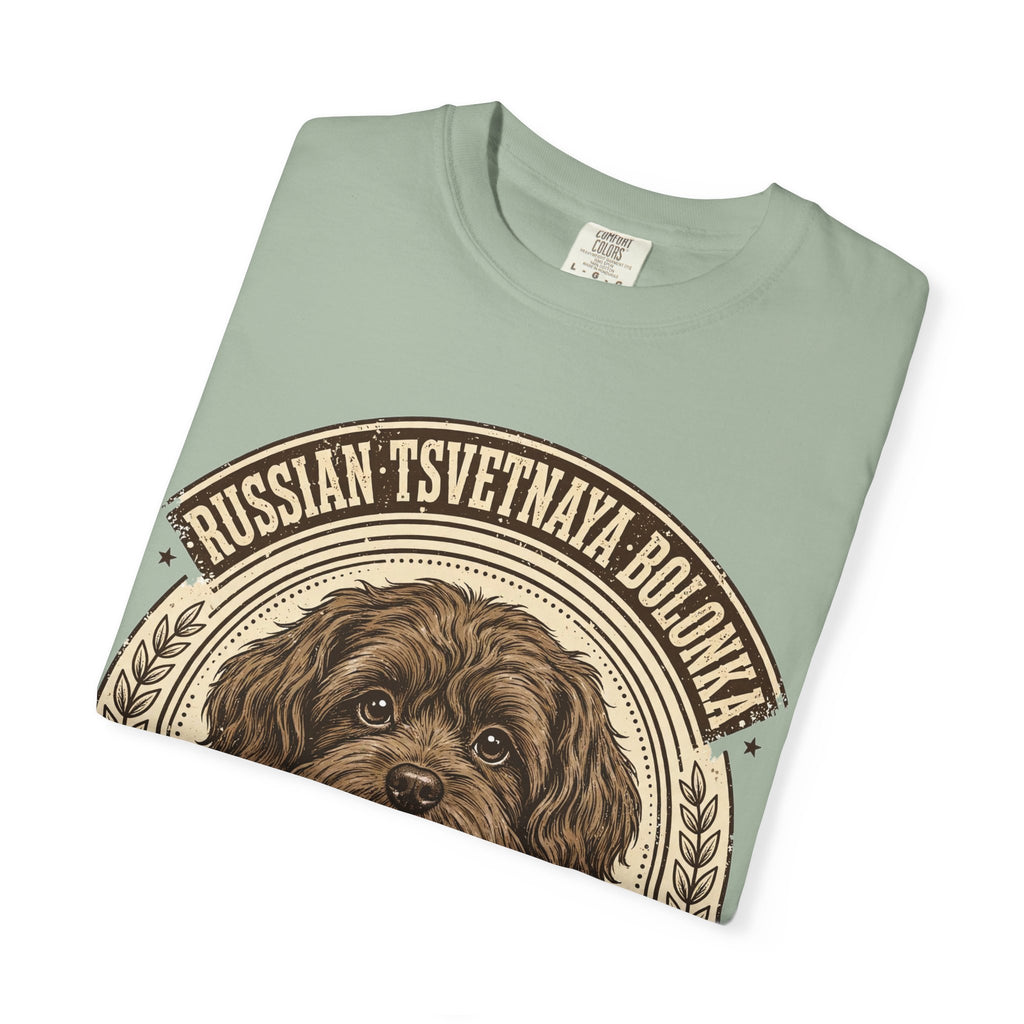 'Fluffy Comrade' Russian Tsvetnaya Bolonka T-Shirt — alternate view