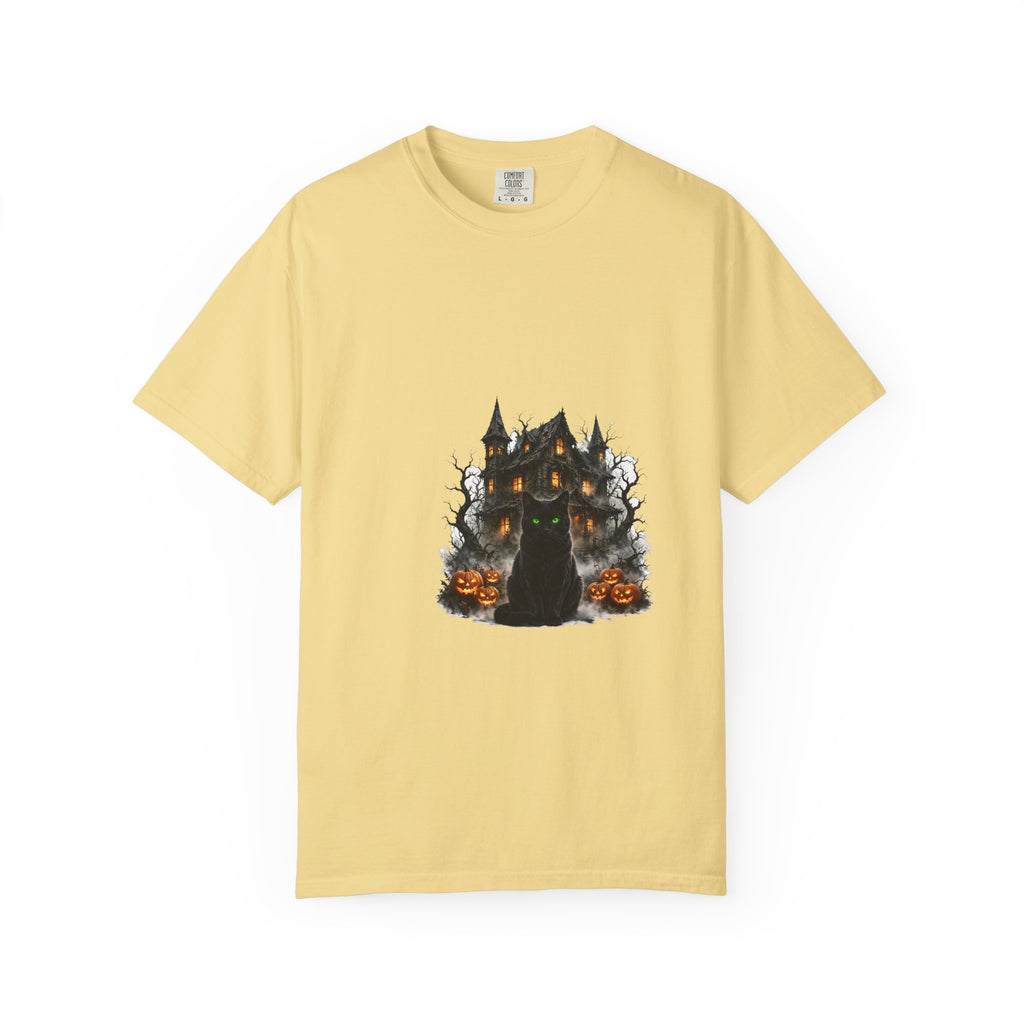 Black Cat Haunted Halloween Tee
