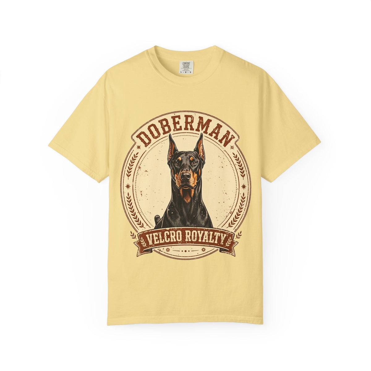 'Velcro Royalty' Doberman Pinscher T-Shirt — alternate view