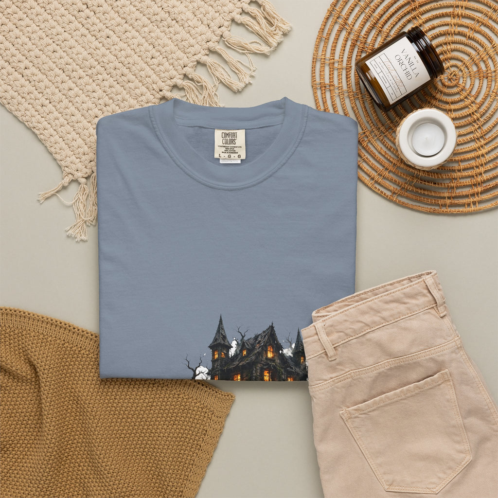 Black Cat Haunted Halloween Tee