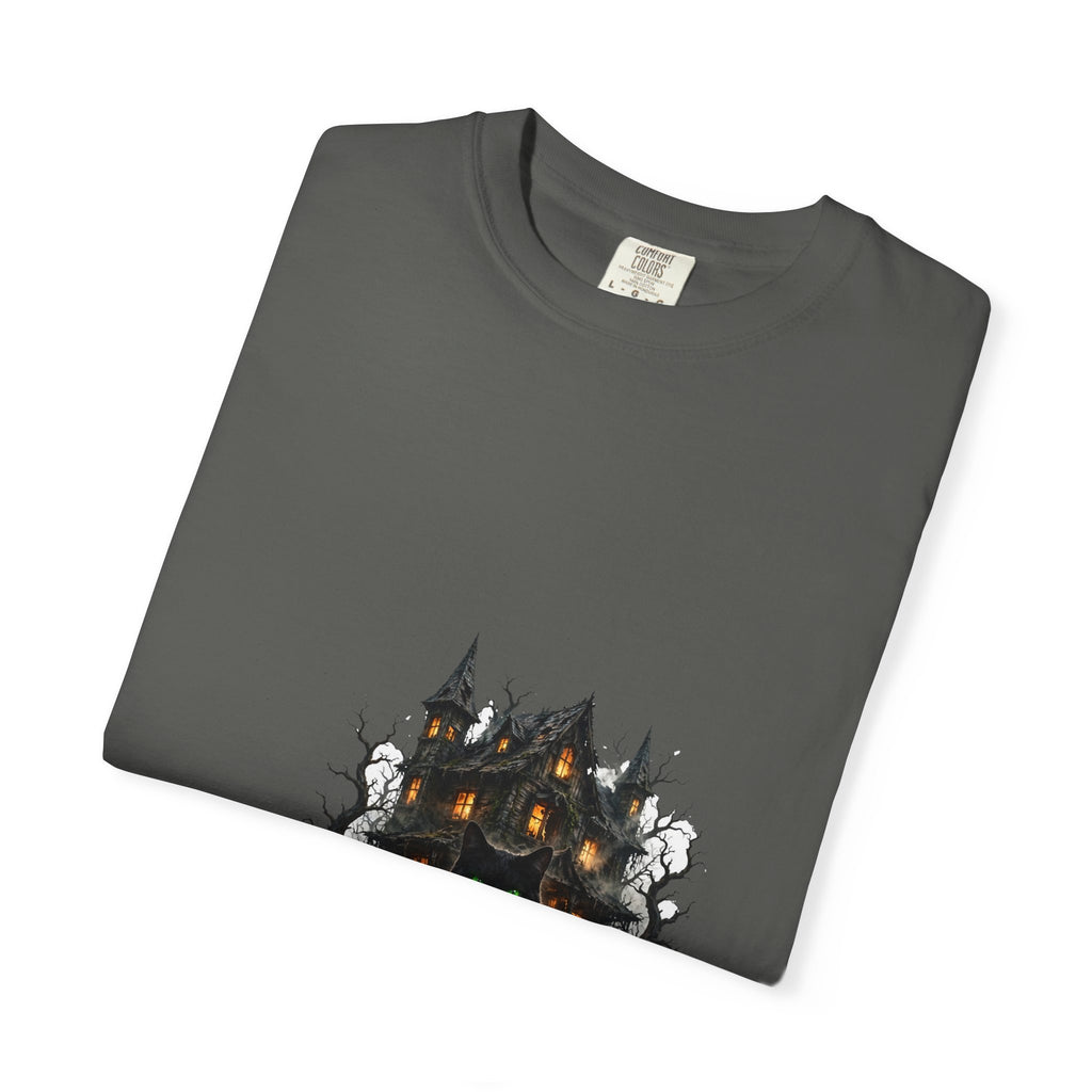 Black Cat Haunted Halloween Tee