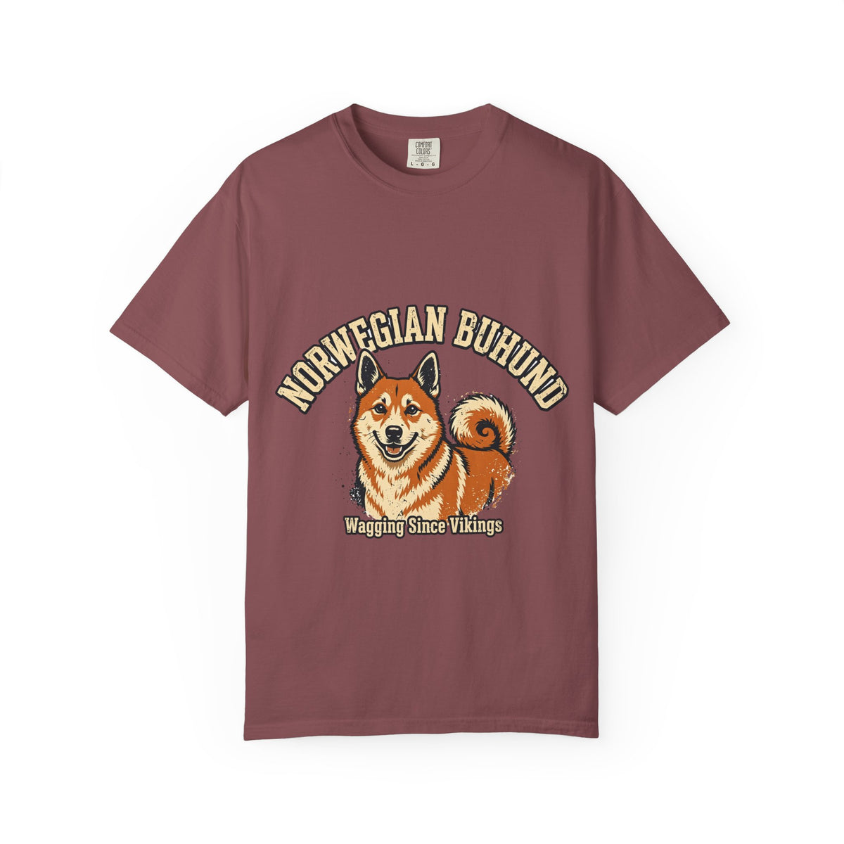 'Curly Tail' Norwegian Buhund T-Shirt — alternate view