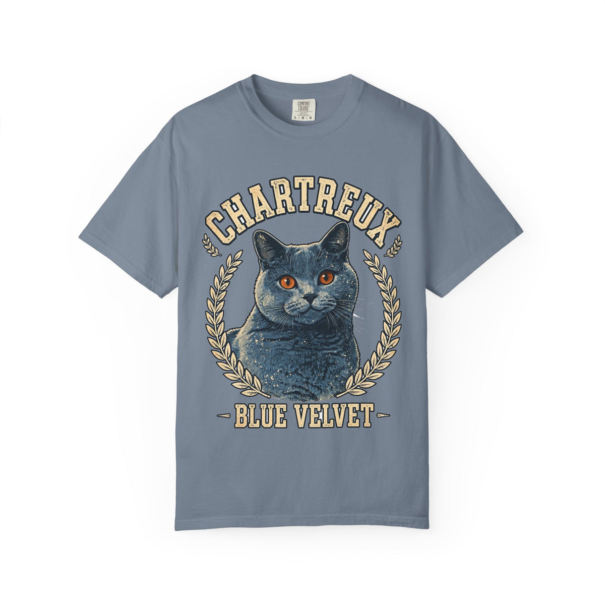 'Blue Velvet' Chartreux Cat T-Shirt — alternate view