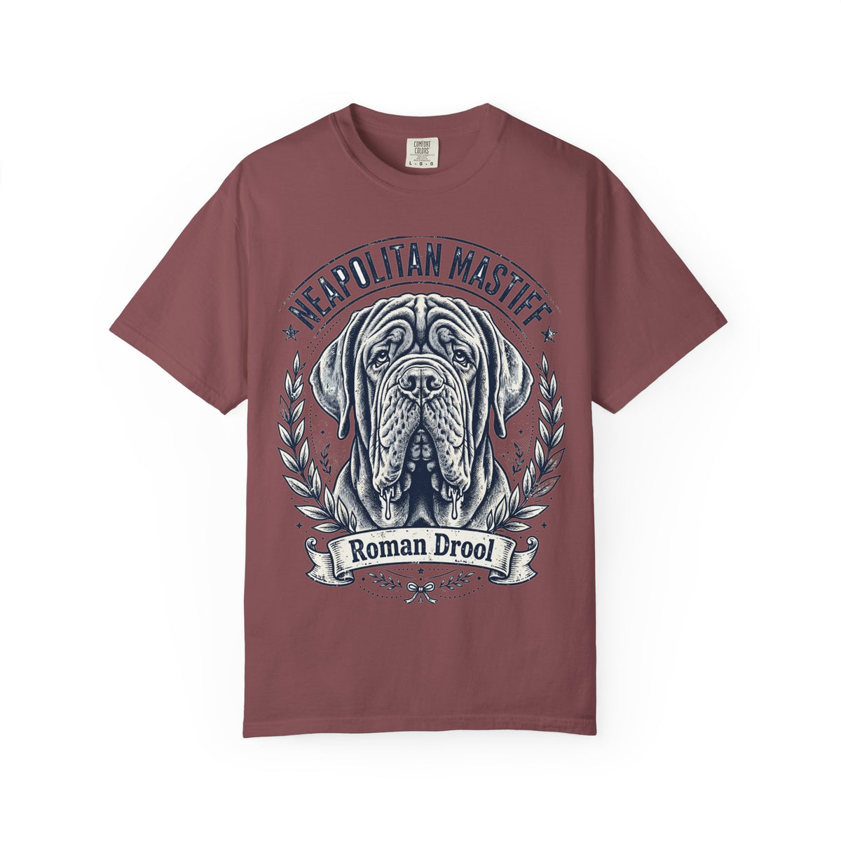 Roman Drool Neapolitan Mastiff Tee — Comfort Colors fabric detail
