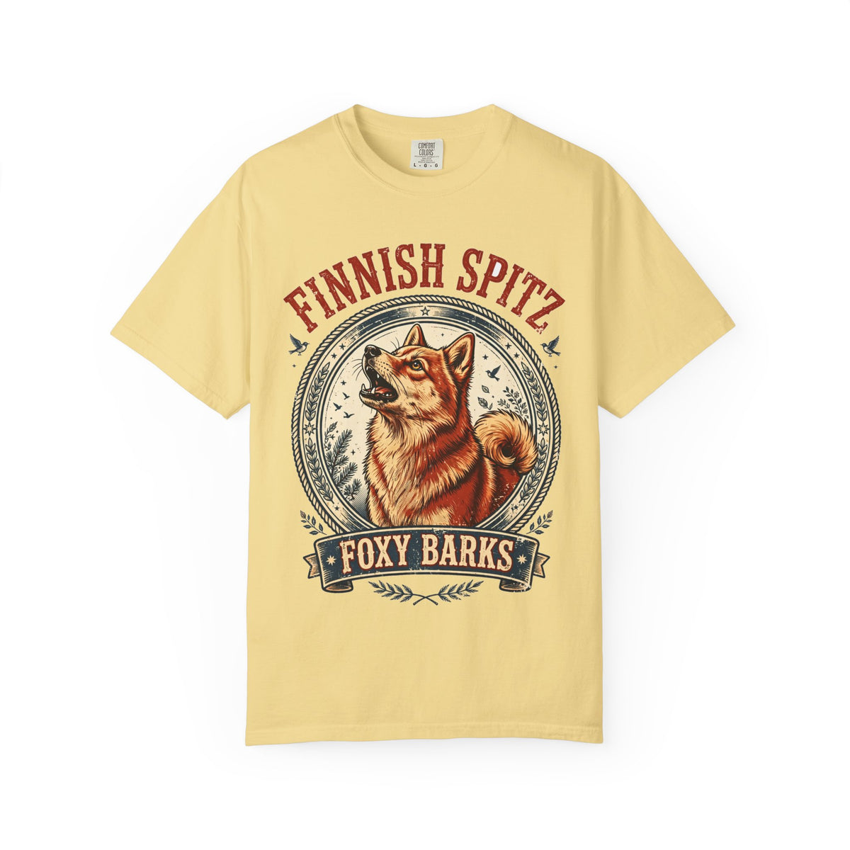 'Foxy Barks' Finnish Spitz T-Shirt — alternate view