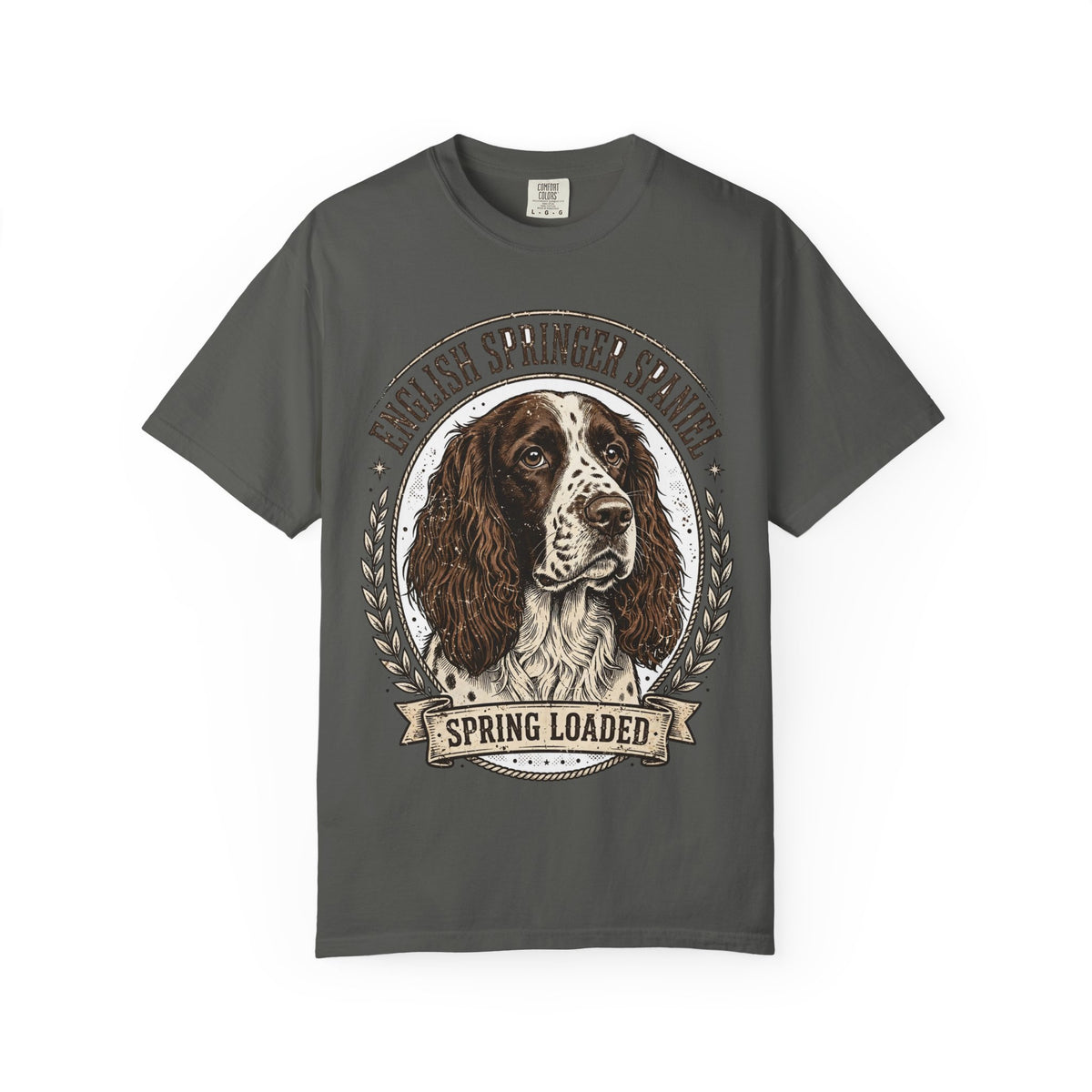 'Spring Loaded' English Springer Spaniel T-Shirt — alternate view