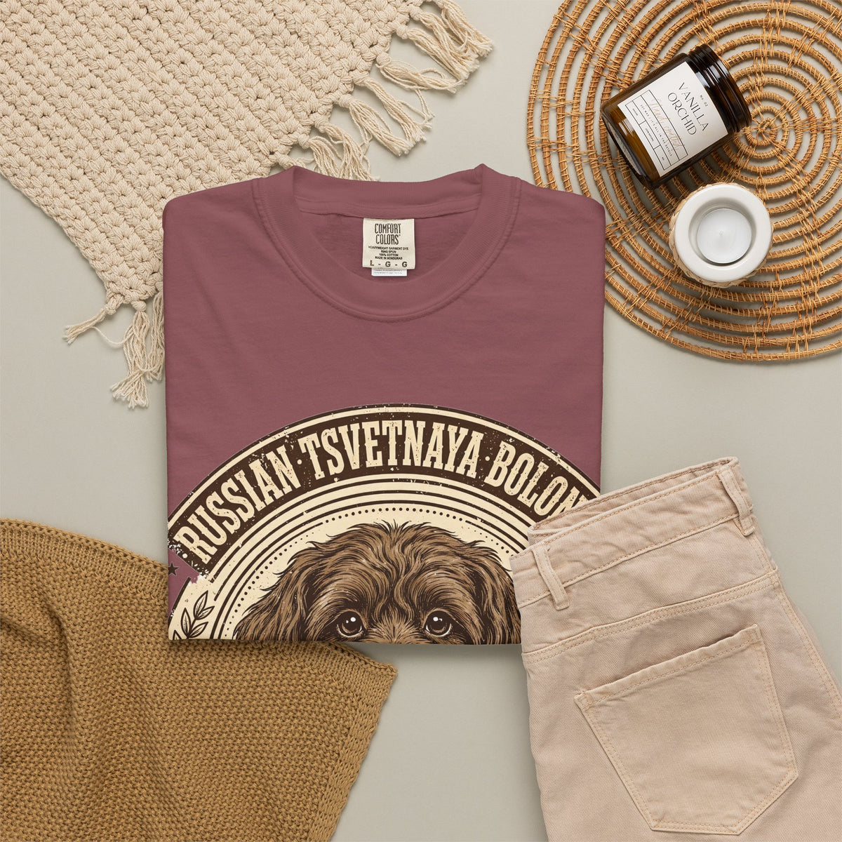 'Fluffy Comrade' Russian Tsvetnaya Bolonka T-Shirt — alternate view