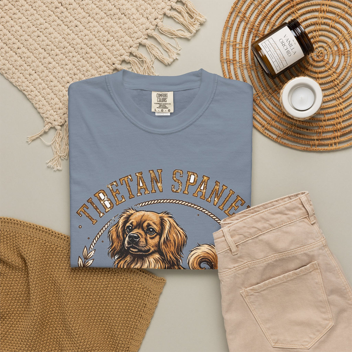 'Temple Lion' Tibetan Spaniel T-Shirt — alternate view