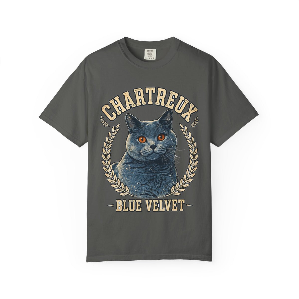 'Blue Velvet' Chartreux Cat T-Shirt — alternate view