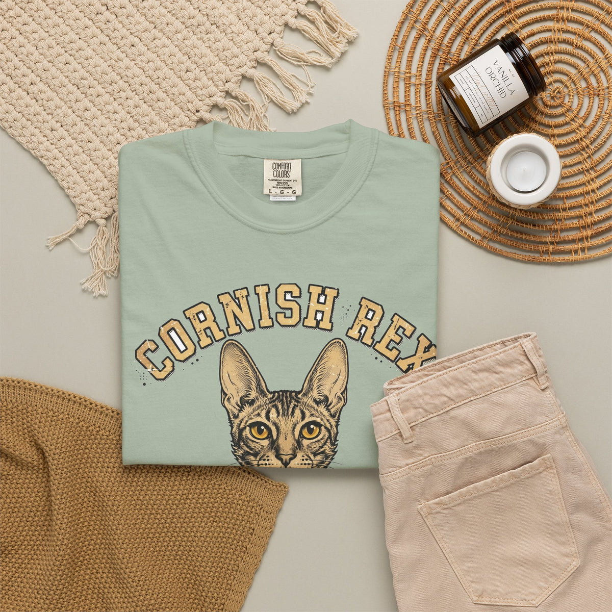'Wavy Wonder' Cornish Rex Cat T-Shirt — alternate view