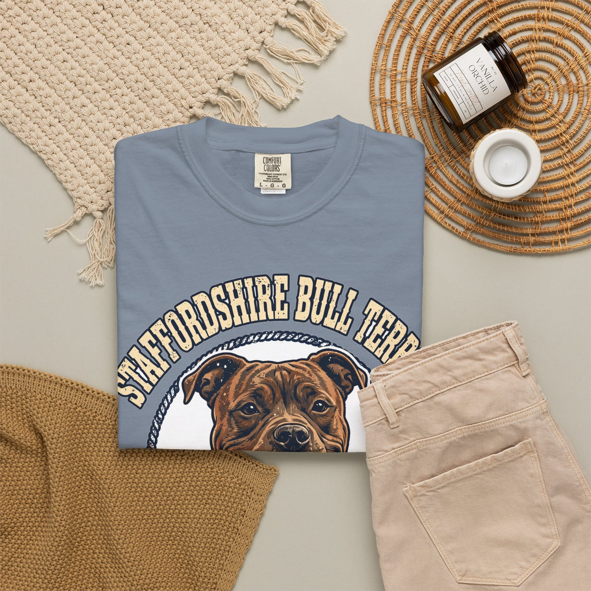 'Smiley Staffy' Staffordshire Bull Terrier T-Shirt — alternate view