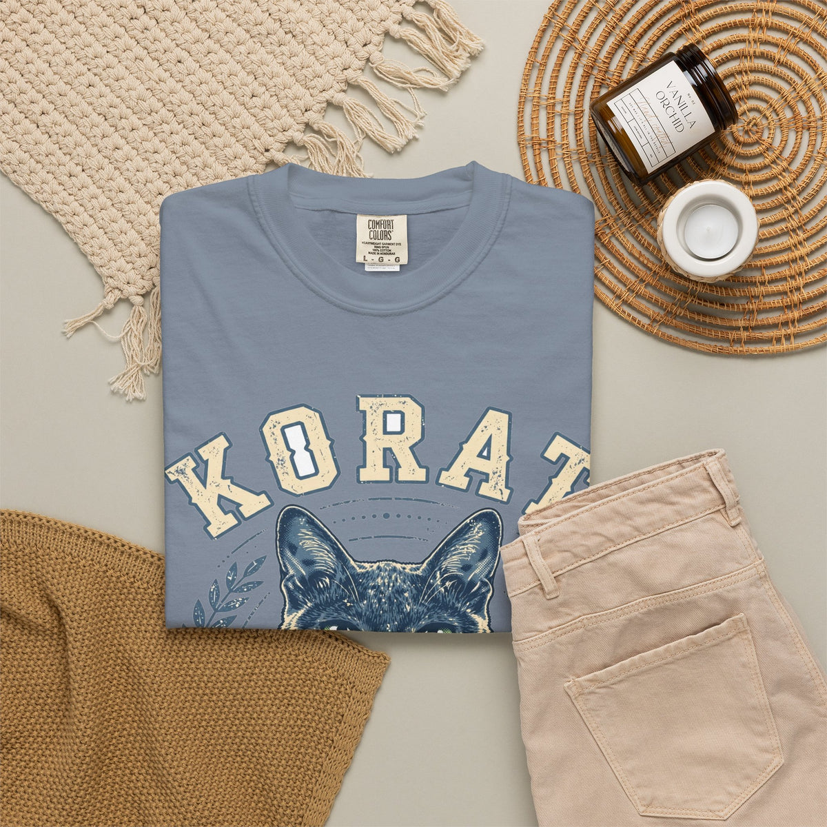 'Silver Heart Cat' Korat Cat T-Shirt — alternate view