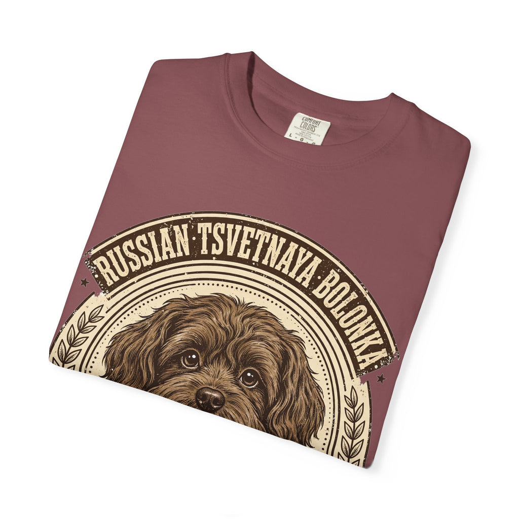 'Fluffy Comrade' Russian Tsvetnaya Bolonka T-Shirt — alternate view