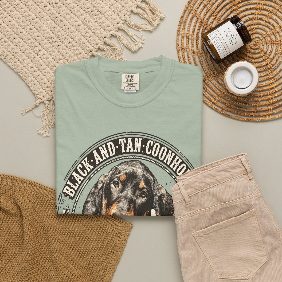 'Midnight' Black and Tan Coonhound T-Shirt — alternate view