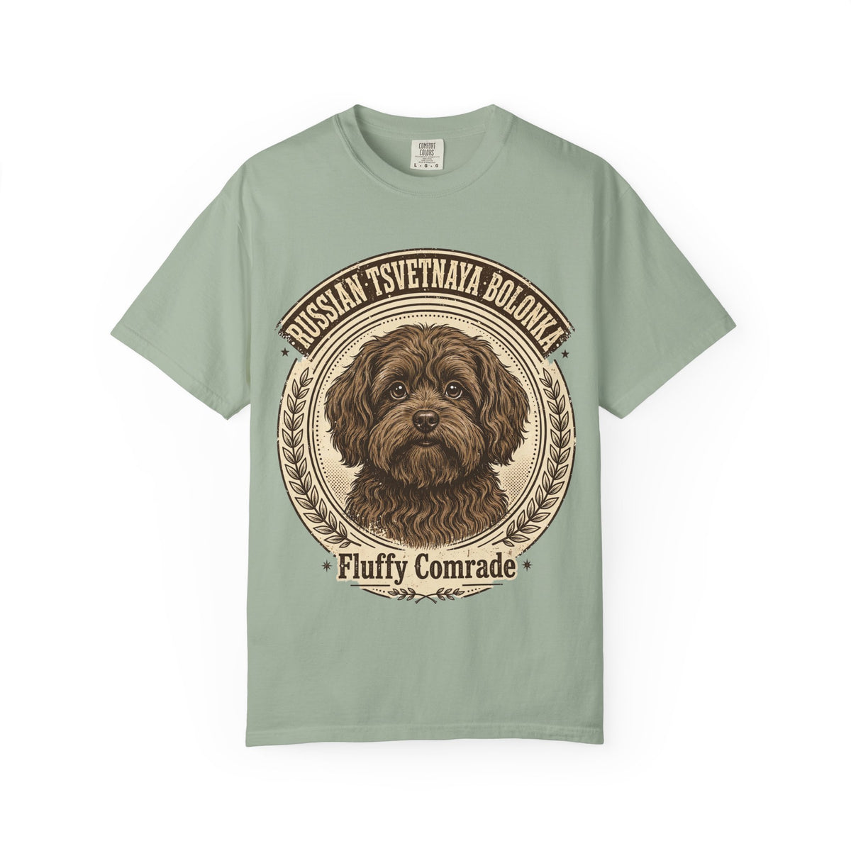'Fluffy Comrade' Russian Tsvetnaya Bolonka T-Shirt — alternate view