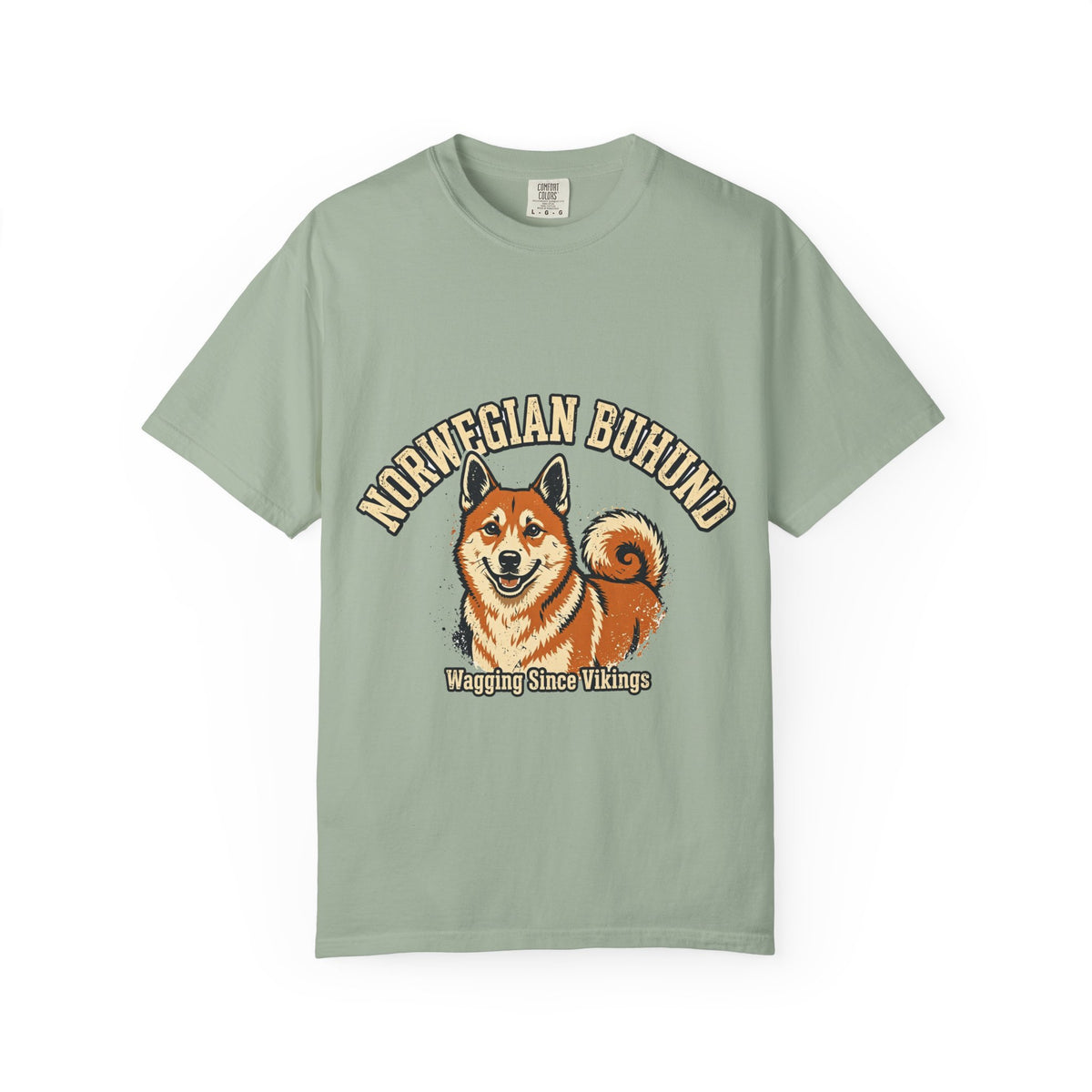 'Curly Tail' Norwegian Buhund T-Shirt — alternate view