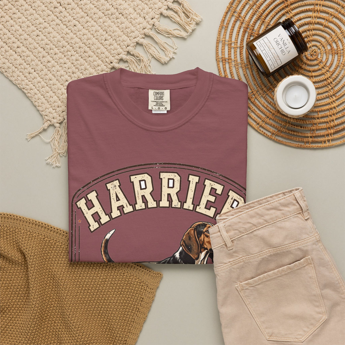 'Hunt Long, Snuggle Longer' Harrier T-Shirt — alternate view