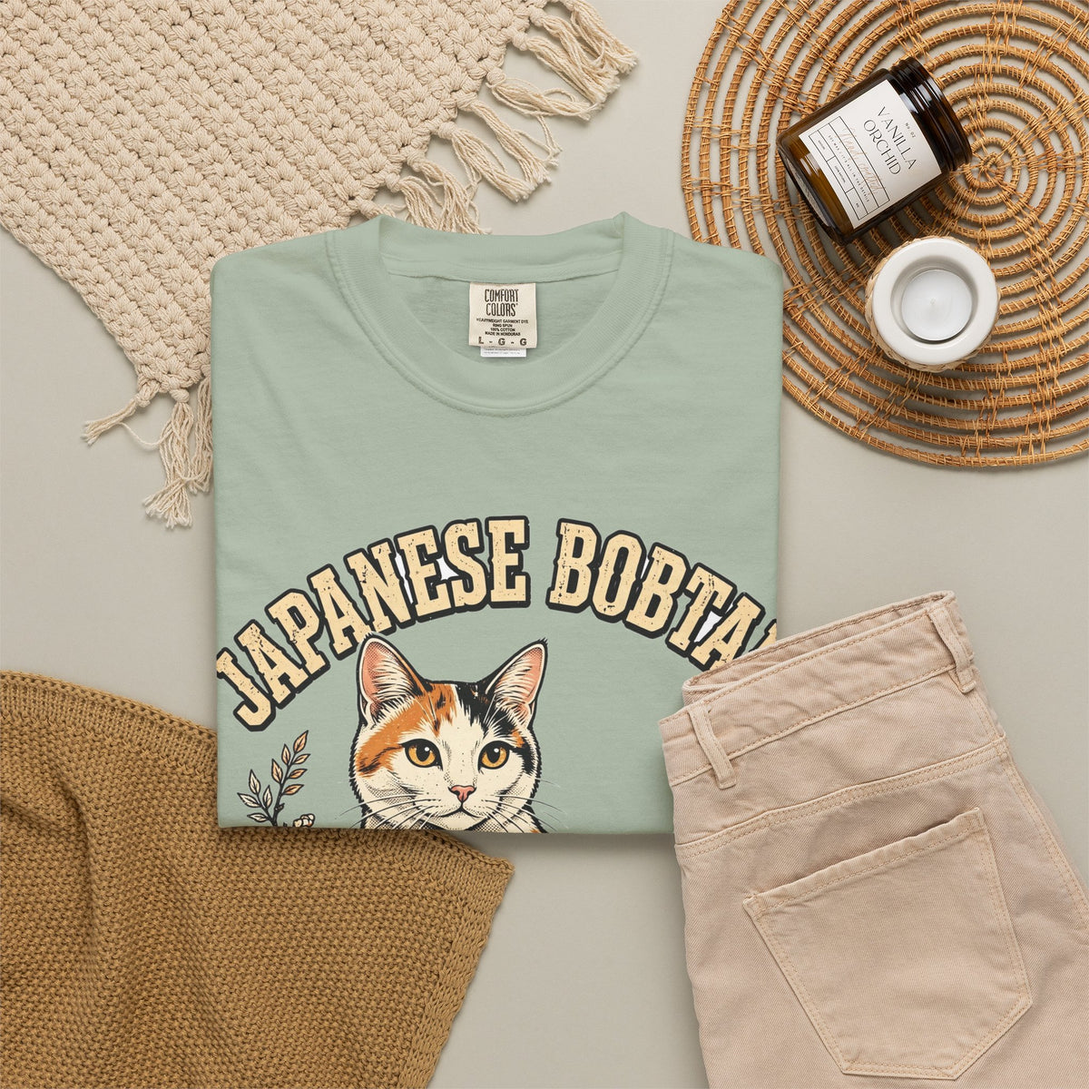 'Good Luck Charm' Japanese Bobtail Cat T-Shirt — alternate view