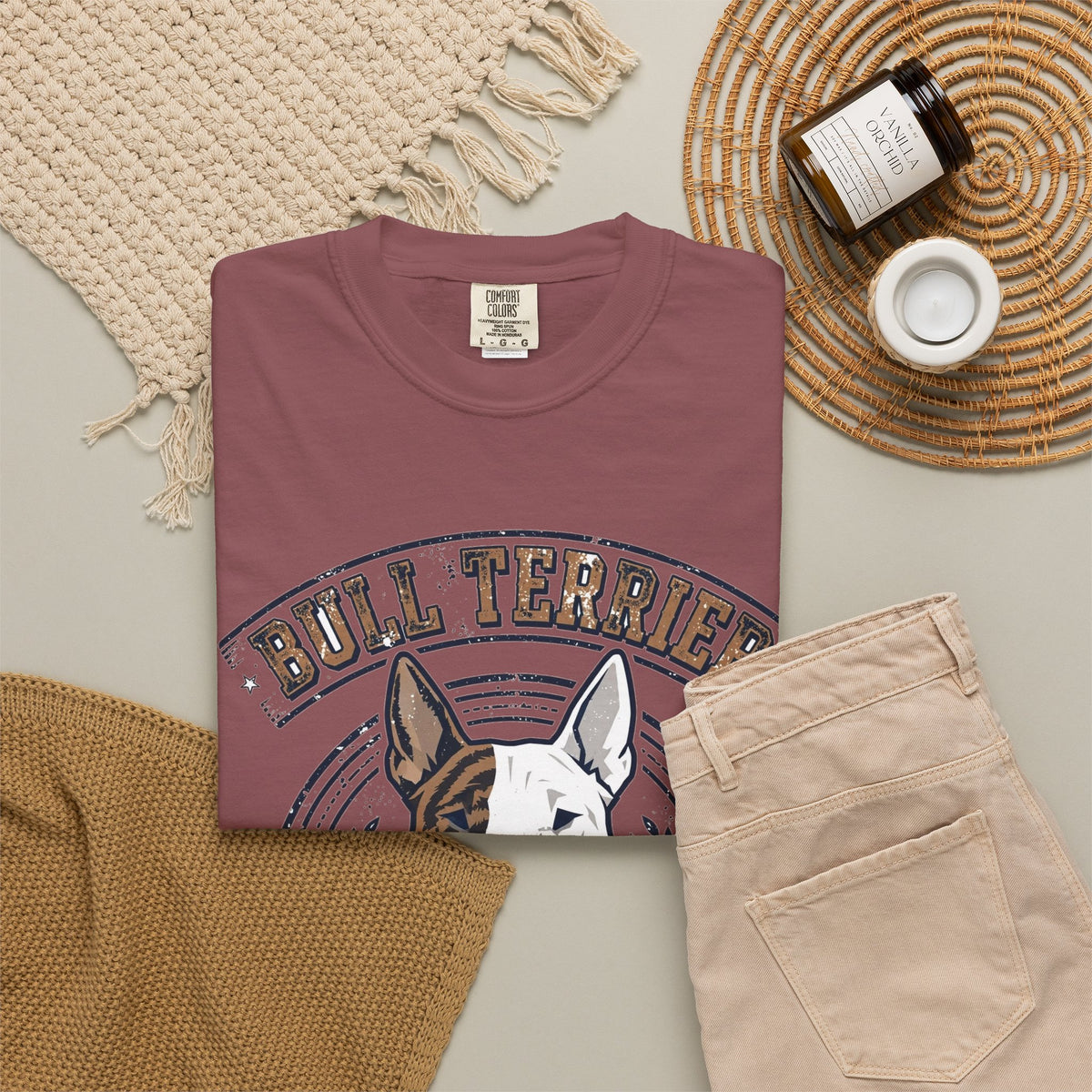 'Egg Head Energy' Bull Terrier T-Shirt — alternate view