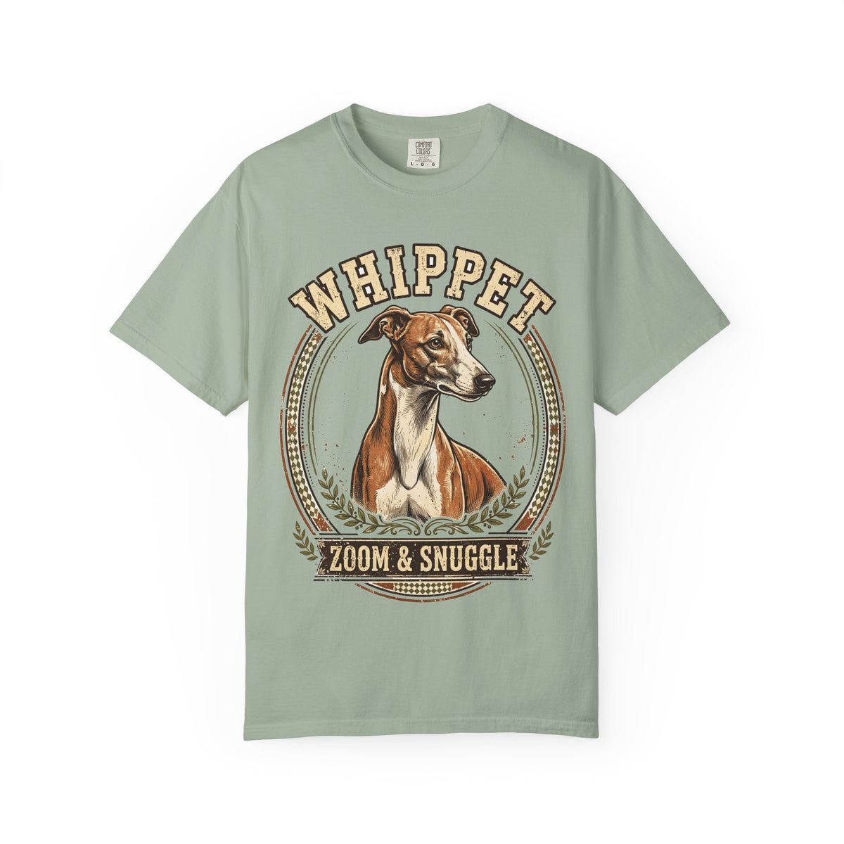 'Zoom & Snuggle' Whippet T-Shirt — alternate view