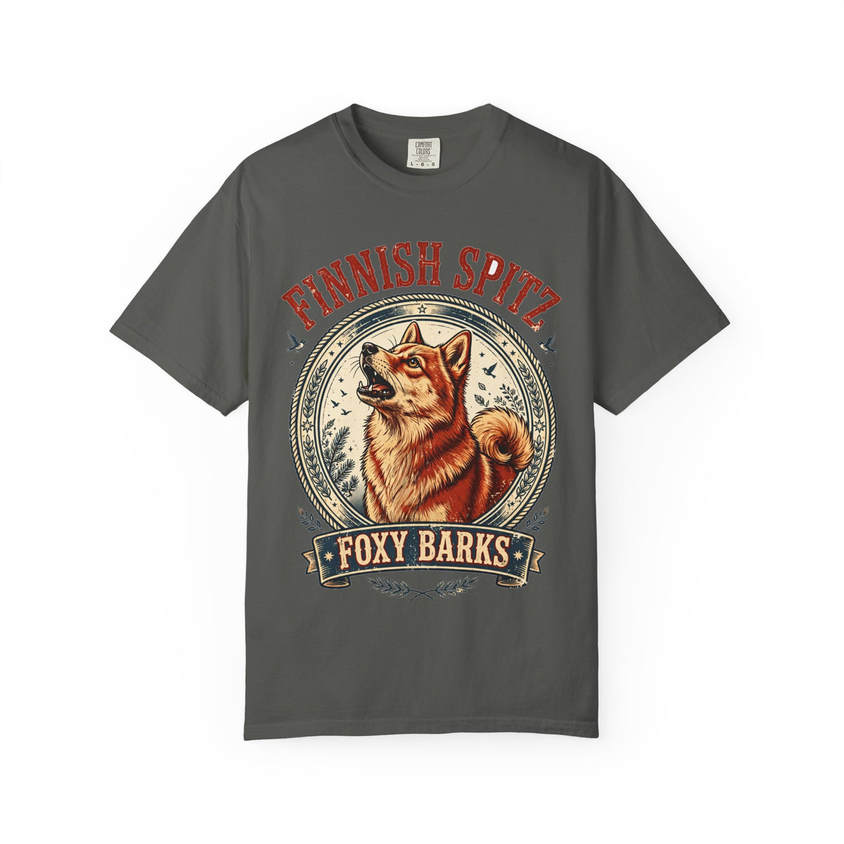 'Foxy Barks' Finnish Spitz T-Shirt — alternate view