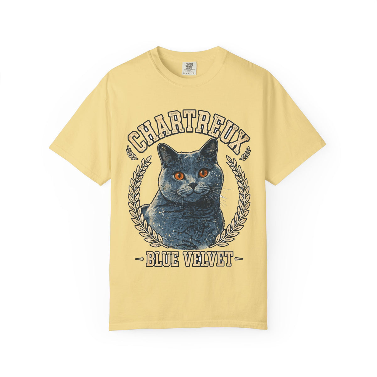 'Blue Velvet' Chartreux Cat T-Shirt — alternate view