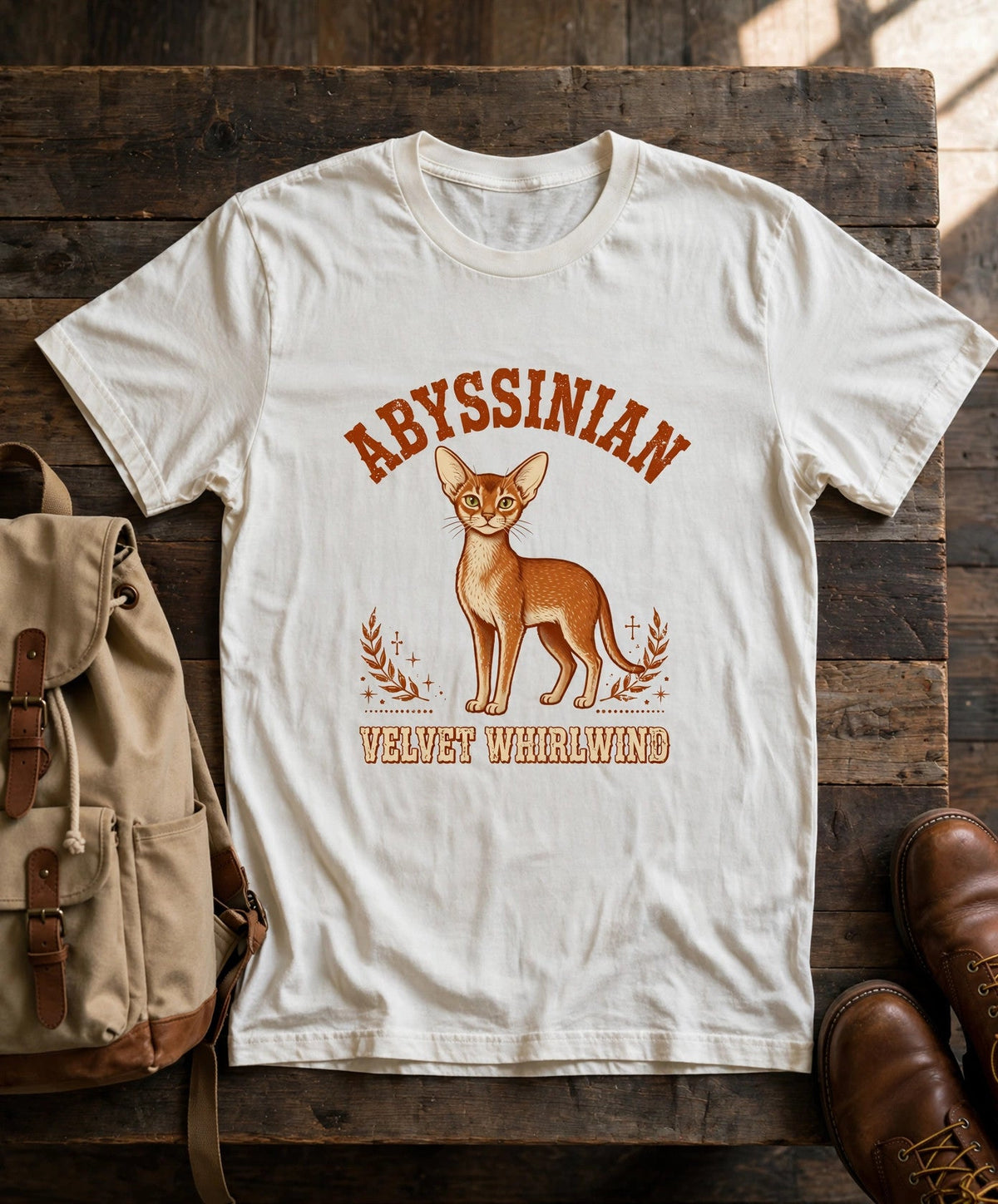 'Velvet Whirlwind Abyssinian' Abyssinian T-Shirt — alternate view