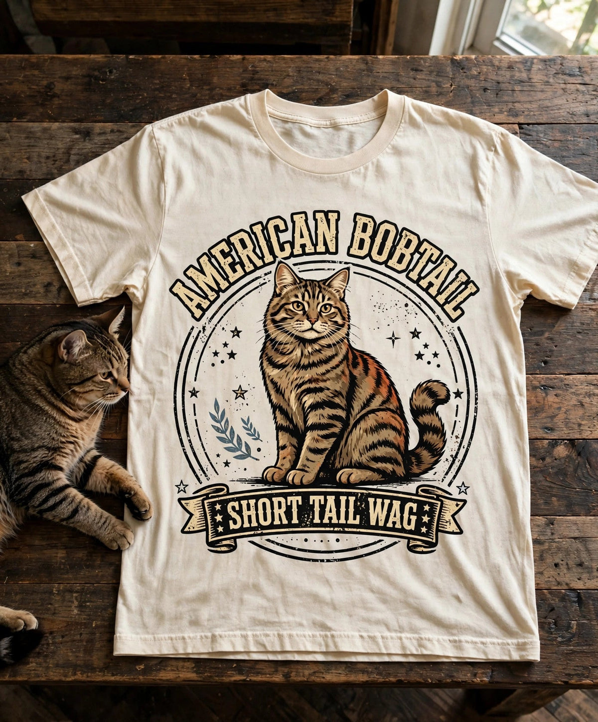 American Bobtail Short Tail Wag Tee — Comfort Colors fabric detail