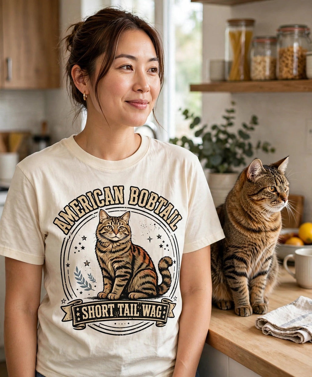 Worn by her — American Bobtail Short Tail Wag Tee