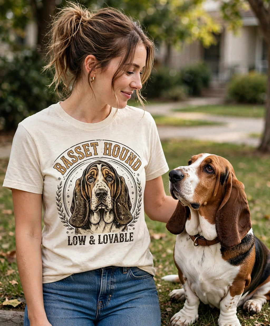 'Low & Lovable' Basset Hound T-Shirt — alternate view