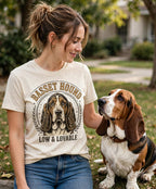 'Low & Lovable' Basset Hound T-Shirt — alternate view