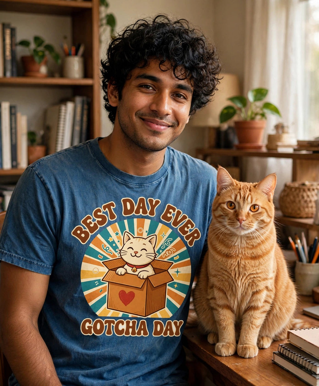 Worn by him — Best Day Ever Gotcha Day Cat Tee