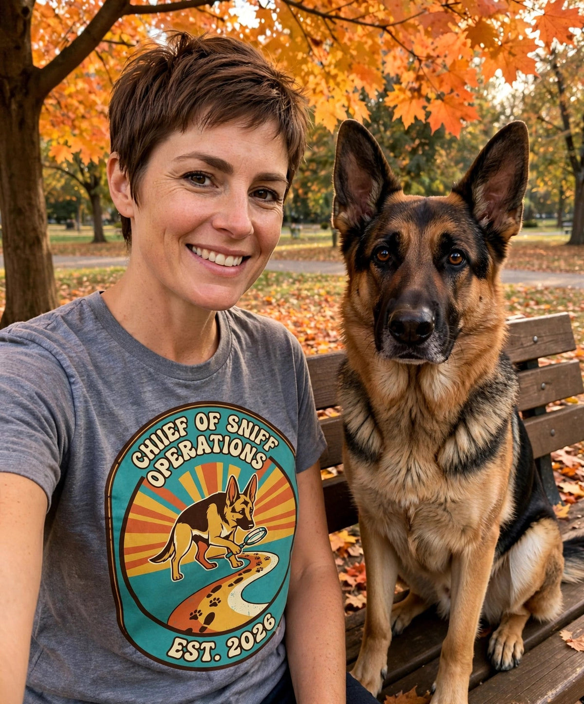 Worn by her — Chief of Sniff Operations German Shepherd Tee