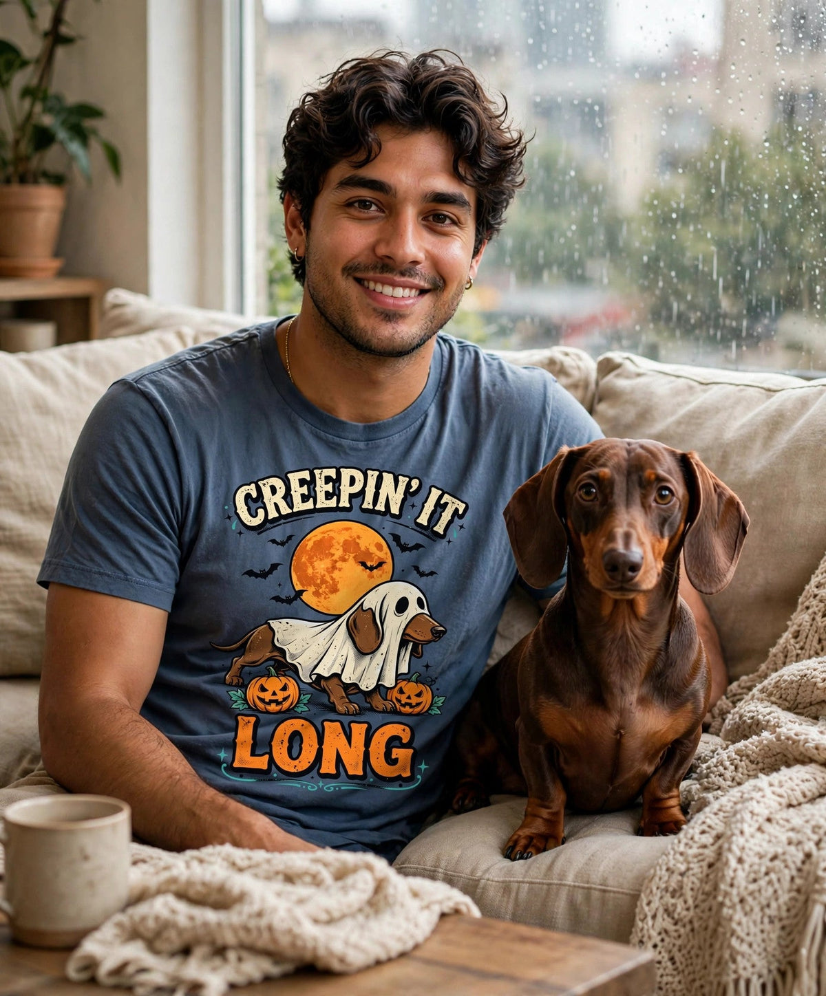 Worn by him — Creepin' It Long Halloween Dachshund Tee