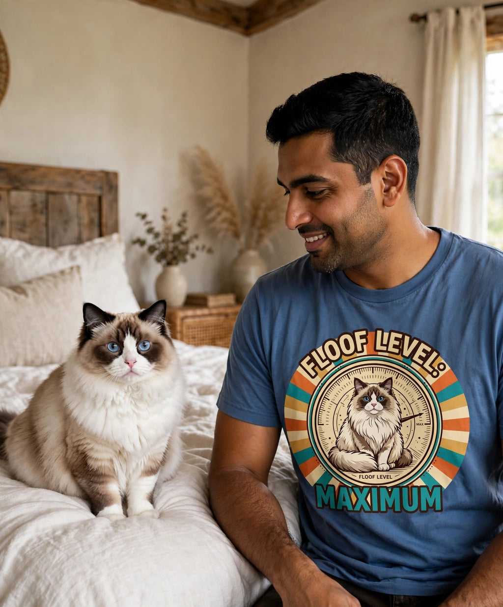Worn by him — Floof Level Maximum Ragdoll Tee