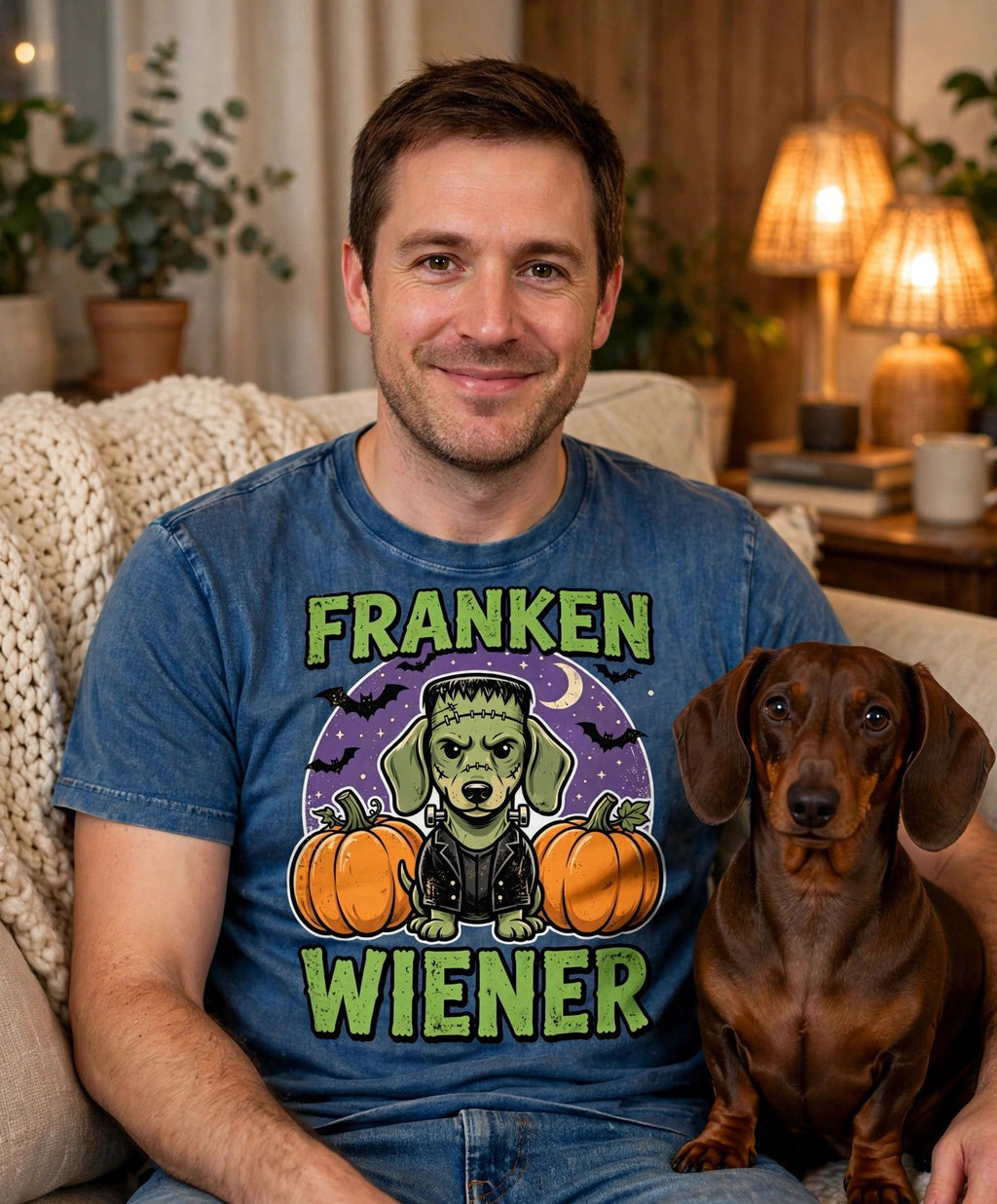 'Franken Wiener' Dachshund T-Shirt in Black