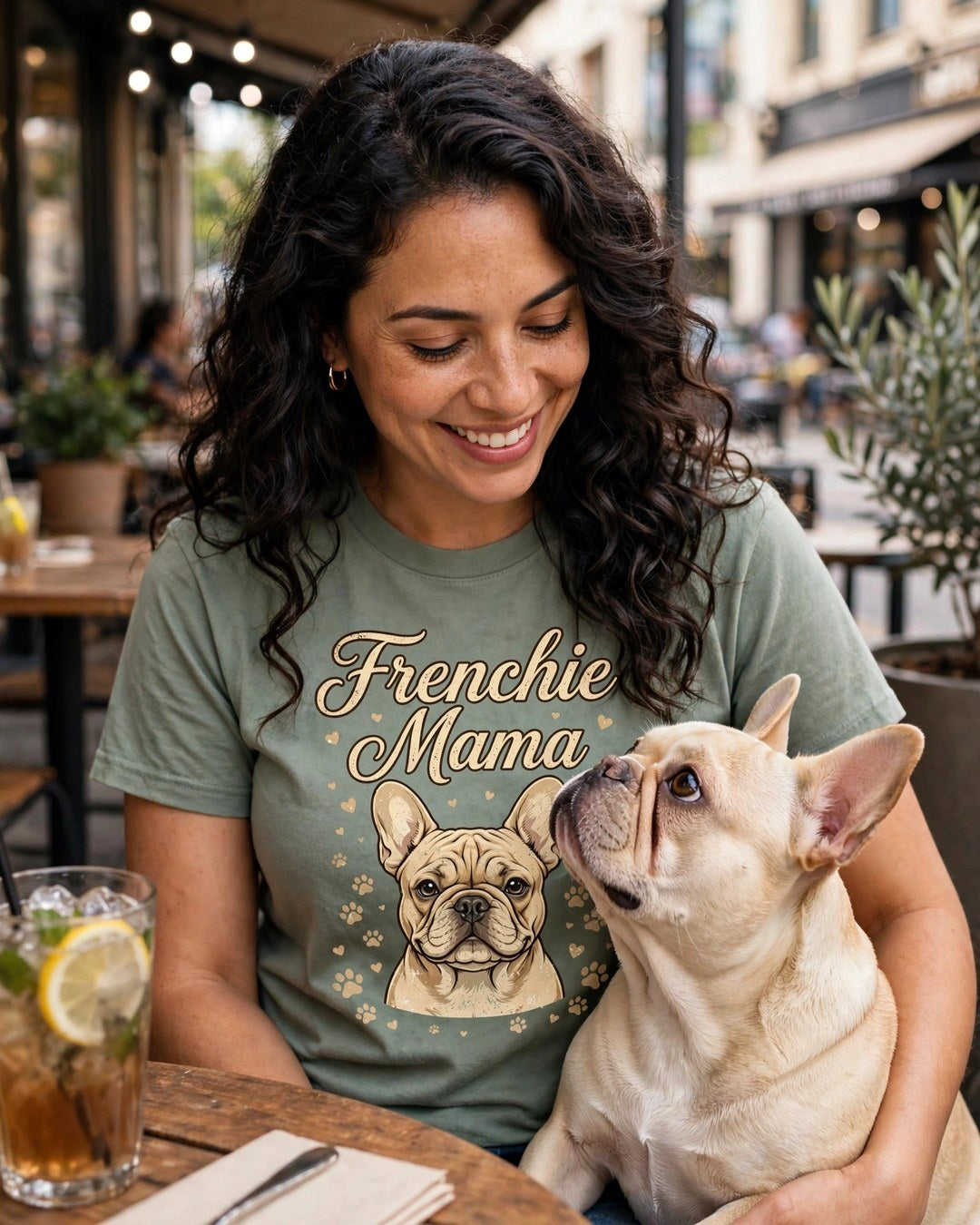 Worn by her — Frenchie Mama French Bulldog Tee
