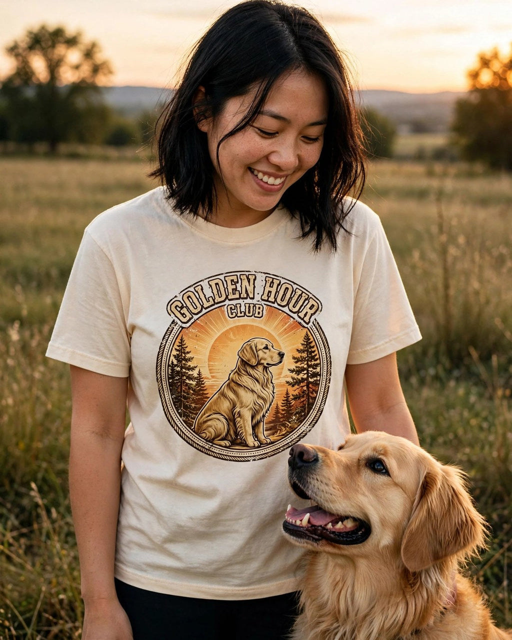 'Golden Hour Club' Golden Retriever T-Shirt — alternate view