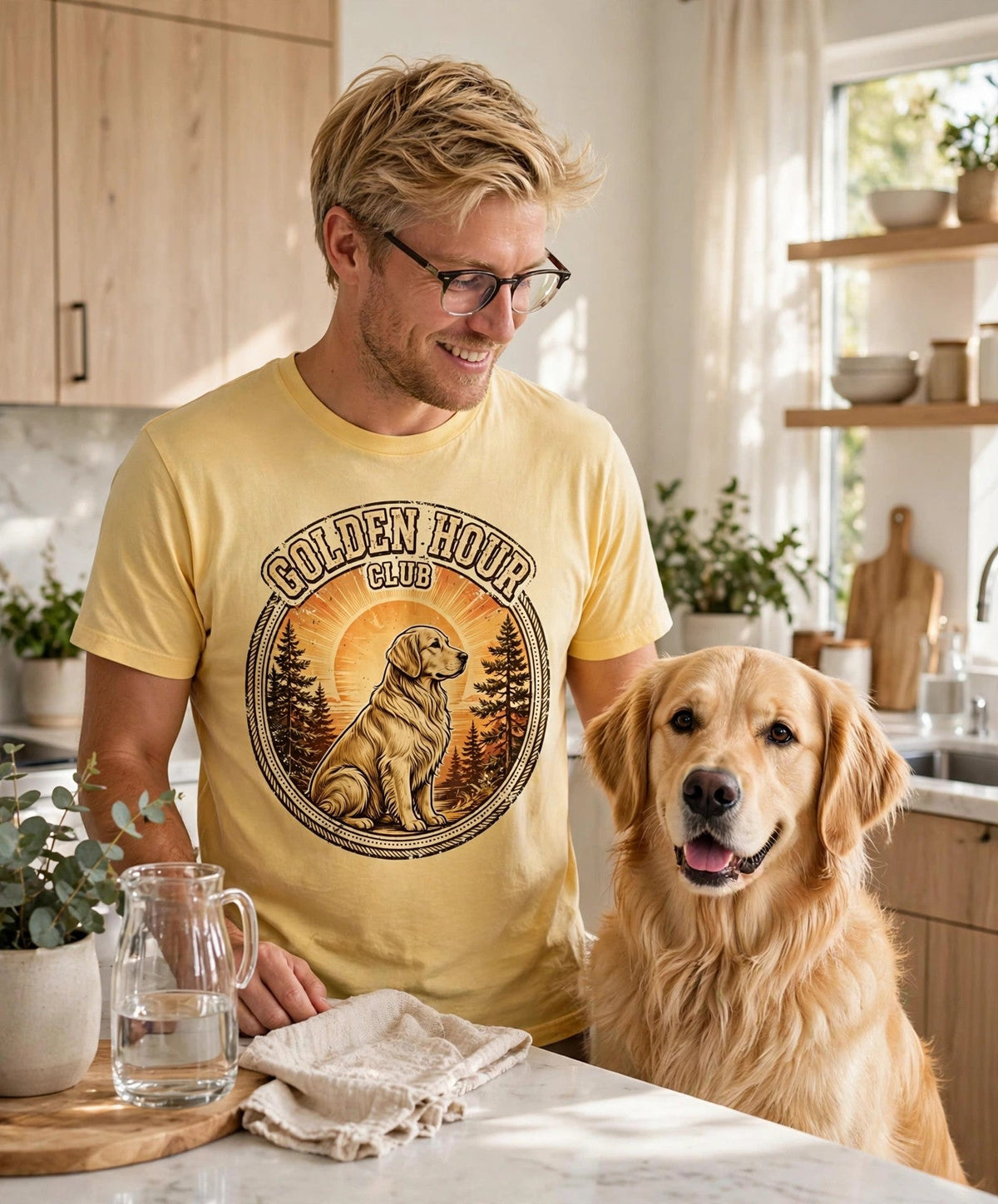Worn by him — Golden Hour Club Golden Retriever Tee