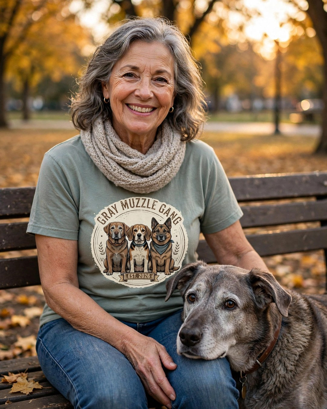 Worn by her — Gray Muzzle Gang Tee