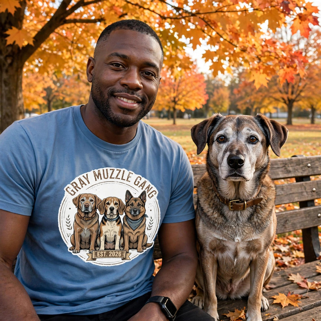 Worn by him — Gray Muzzle Gang Tee