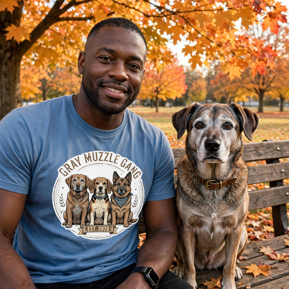 Worn by him — Gray Muzzle Gang Tee