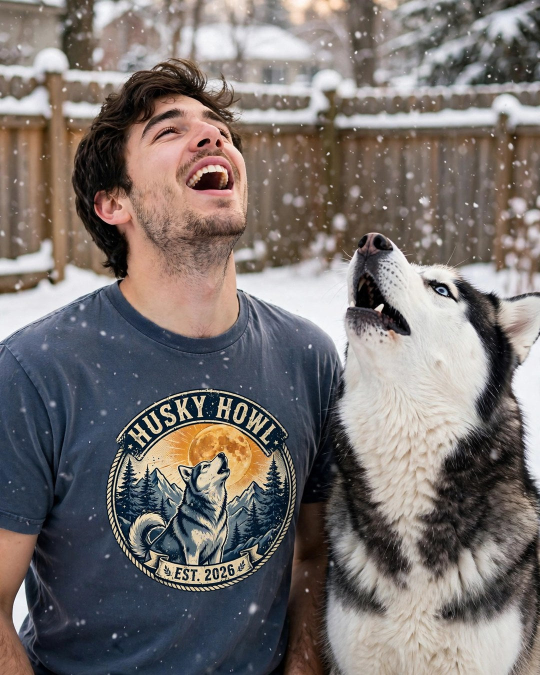 Worn by him — Husky Howl Tee